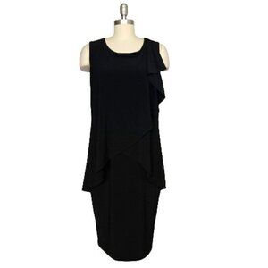Joseph Ribkoff Black Draped Sheath Dress Size 8 New Knee Length Stretch Jersey